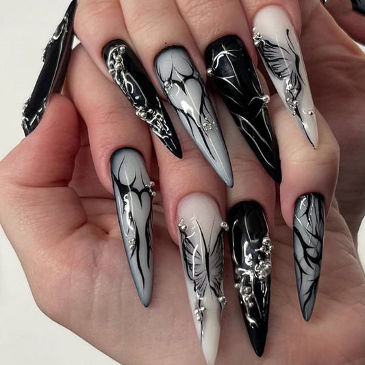 Dark Gothic Style Stiletto Nails Design